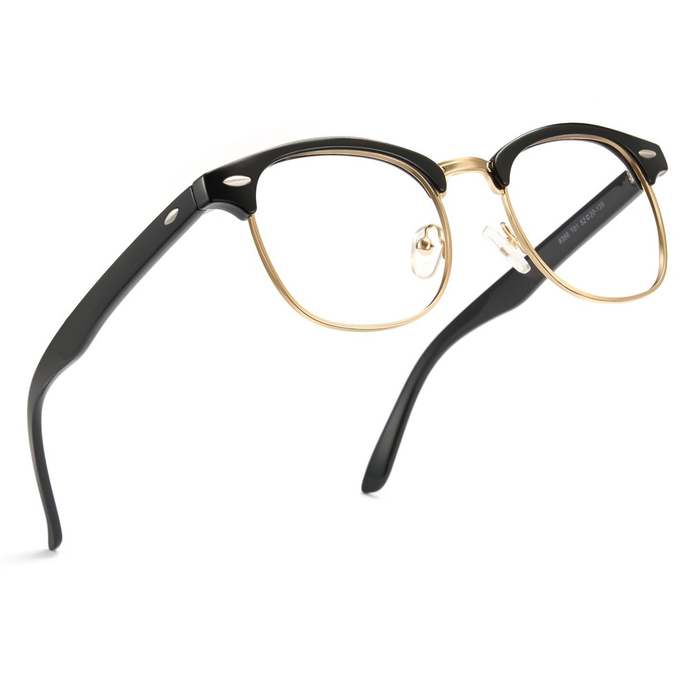 Cyxus Blue Light Glasses Men Women Browline Frame Computer Glasses Reduce Eye Strain UV Protection for Computer Screen 8356T01 Gold Frame