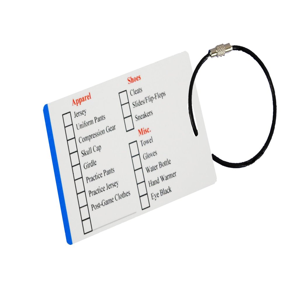 GearBagTags Football Gear Checklist Reminder, Customize, Organize Sports Equipment Bag, Secure Stainless Steel Keychain Cable Ring (White)