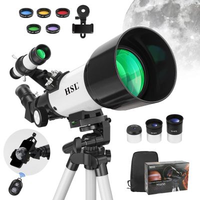 HSL70400 Telescope for Kids 8-12,Telescope for Adults high Powered,70mm Aperture 400mm Focal Length Refractor Astronomy telescopes Kids 5-7 6 Year Old White