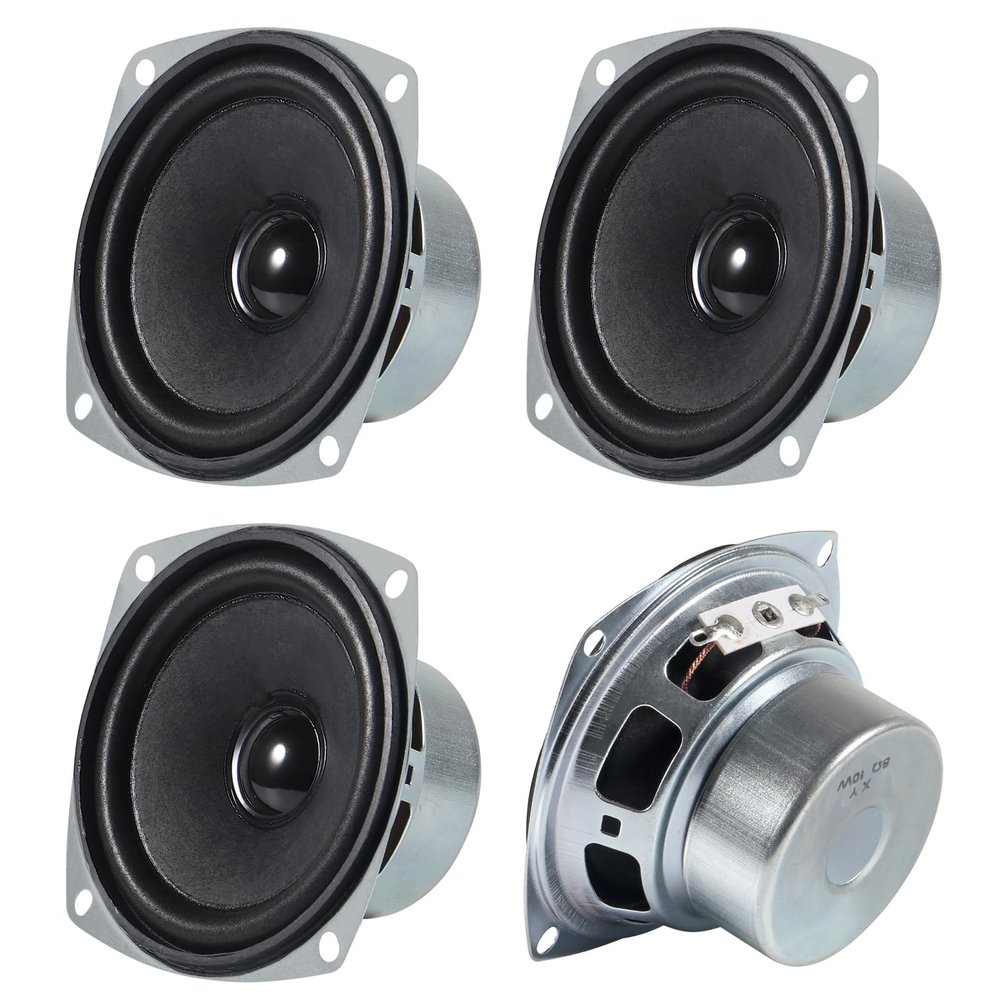 D-FLIFE 4PCS 10W Mini 3" HiFi Full Range Speaker 8 Ohm Anti-Magnetic Audio 2.0/2.1 Home Stereo Woofer Loudspeaker 90dB High Sensitivity for DIY Boom Box Satellites Speaker