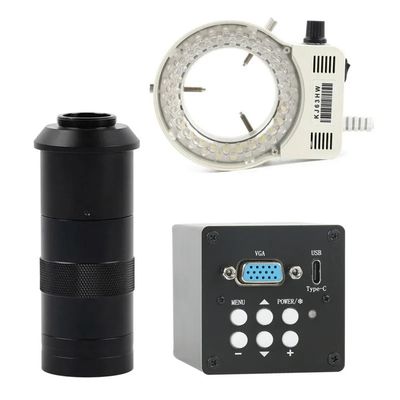 Microscope Accessories Kit HDMI VGA 48MP 55MP Sensor FHD 1080P HDMI VGA Video Microscope Camera +130X Adjustable Zoom C mount Lens + 56 LED Ring Light Microscope Slides ( Color : 48MP 4K HDMI Type-c )