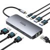 USB C Docking Station Dual Monitor, Selore Docking Station 3 Monitors Triple 4K Display with 2 HDMI, DisplayPort, 1 Gbps Ethernet, 100W PD Charging, USB 3.0 Ports Adapter for Dell, HP, Lenovo,etc view 1