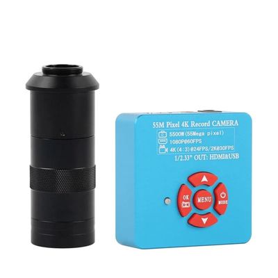 ZTBH Microscope Accessories Kit HDMI VGA 48MP 55MP Sensor FHD 1080P HDMI VGA Video Microscope Camera +130X Adjustable Zoom C Mount Lens + 56 LED Ring Light Microscope Slides (Color : 55mp with LED)