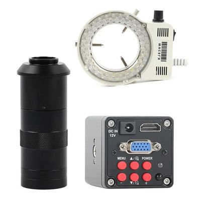 Microscope Accessories Kit HDMI VGA 48MP 55MP Sensor FHD 1080P HDMI VGA Video Microscope Camera +130X Adjustable Zoom C mount Lens + 56 LED Ring Light Microscope Slides ( Color : 1080P VGA Type-c PC )