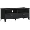 vidaXL Solid Pine Wood Media Console - Black Industrial TV Stand with Storage, Cable Management Holes, 41.7" x 15.7" x 18.3" view 1