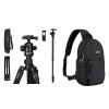 MOSISO 64.5 inch Tripod for Camera, 360 Degree Ball Head Camera Stand with Bag&Phone Mount&Camera Sling Bag Shockproof Photography Camera Backpack with Tripod Holder & Removable Modular Inserts, Black view 1