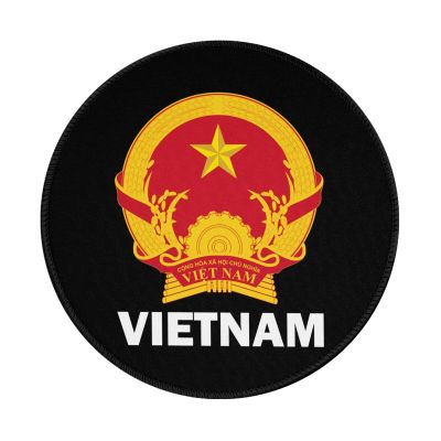 Rqwaaed Coat of Arms of Vietnam Flag 2 PCS Charming Round Mouse Pad Cute Design Non-Slip Waterproof 7.9 x 7.9 x 0.12 in