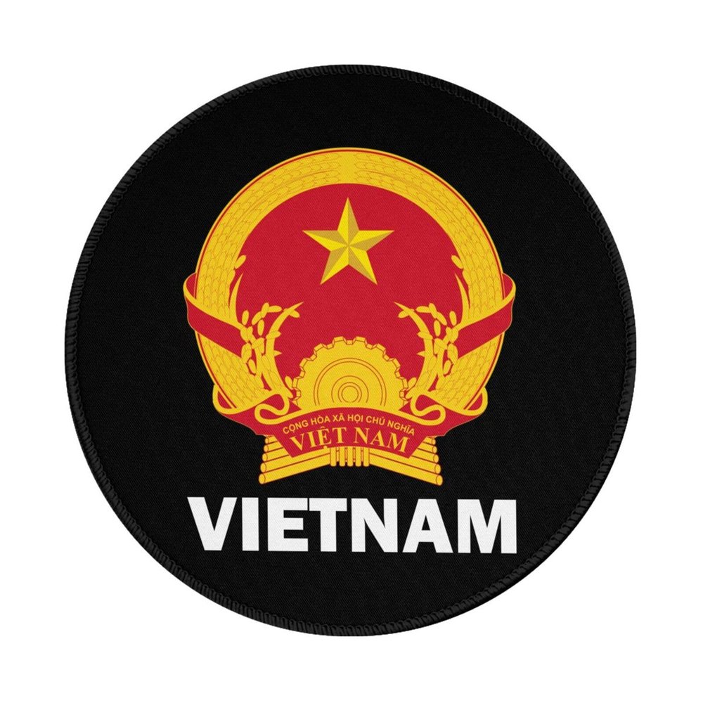 Rqwaaed Coat of Arms of Vietnam Flag 2 PCS Charming Round Mouse Pad Cute Design Non-Slip Waterproof 7.9 x 7.9 x 0.12 in