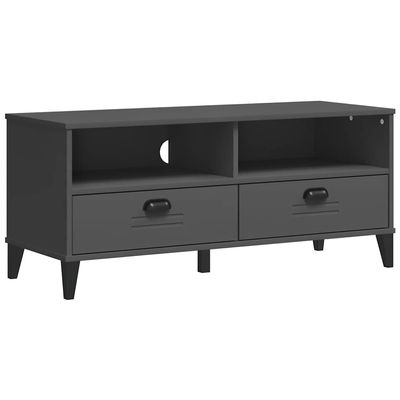 vidaXL Anthracite Gray Pine Wood TV Stand - Industrial Media Cabinet with Storage, Wire Management, Sturdy Wooden Build for Living Room