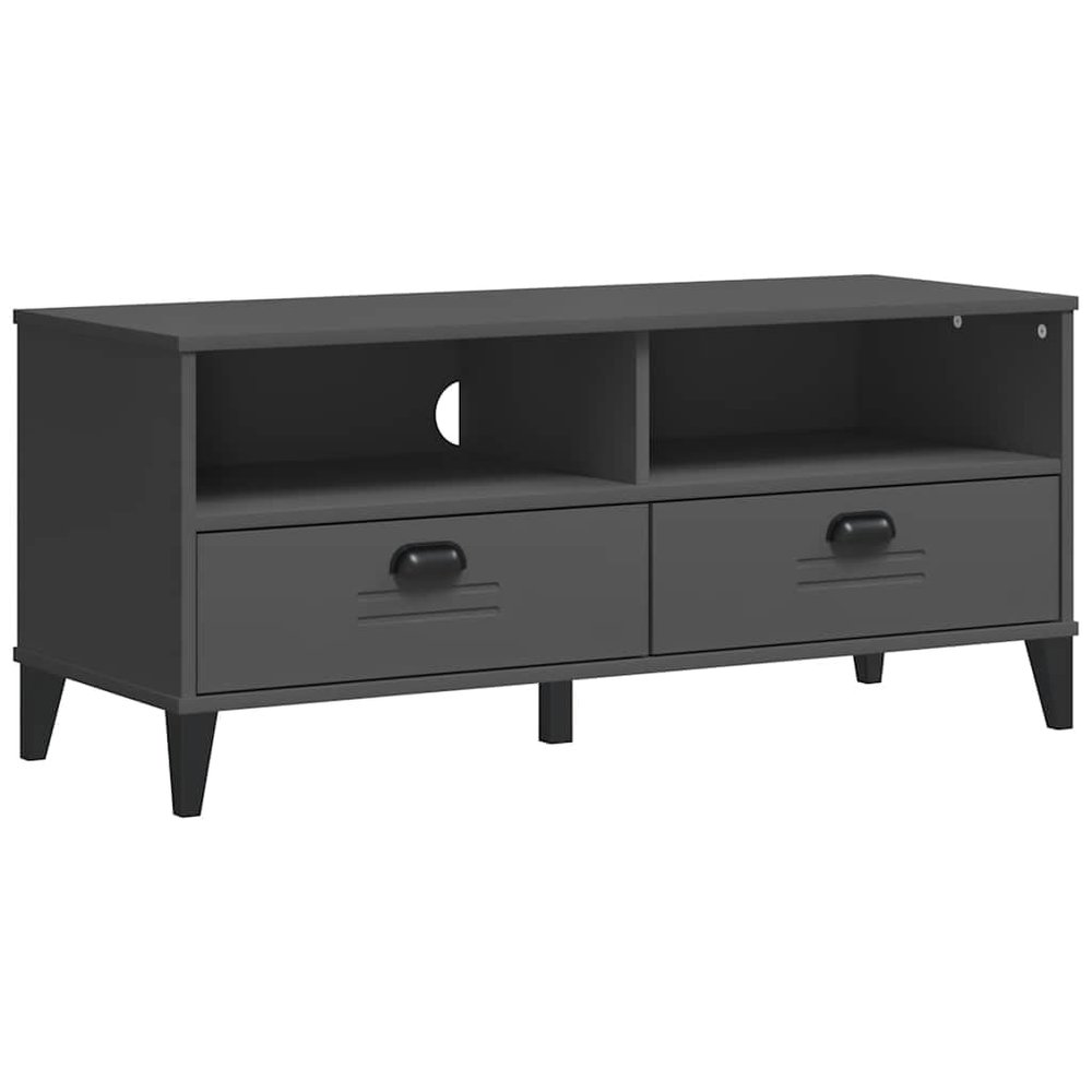 vidaXL Anthracite Gray Pine Wood TV Stand - Industrial Media Cabinet with Storage, Wire Management, Sturdy Wooden Build for Living Room