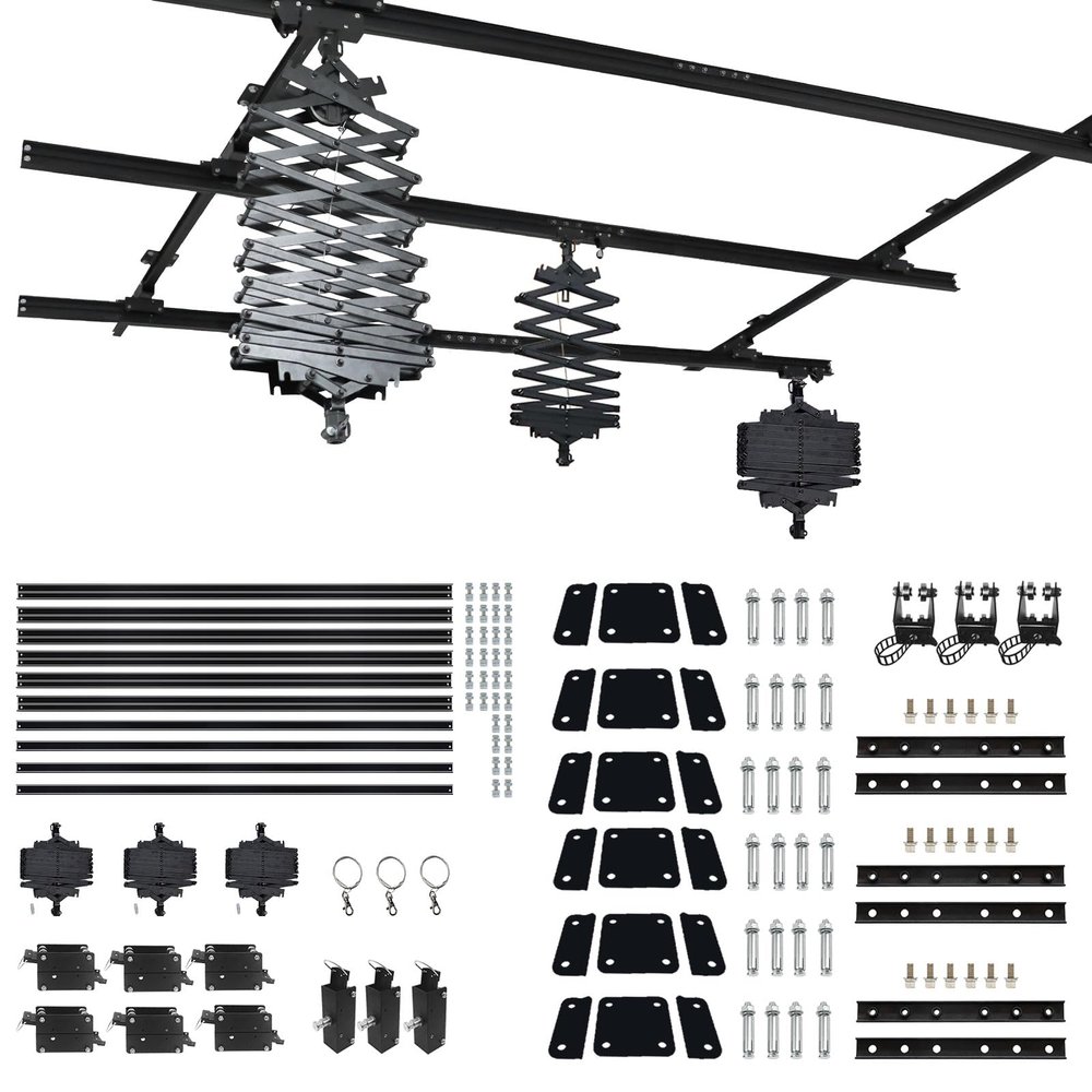 194" x194" Pantograph Photography Studio Ceiling Rail System Photography Studio Lighting Support Rail System Smallpox Rail Track Kit with 43-200CM Drop Pantograph (E5 Tracks + 3 Pantograph)