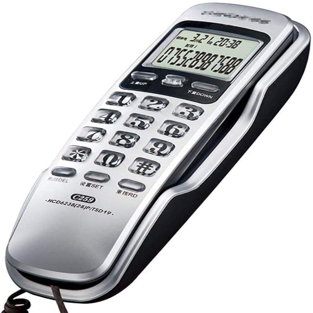 Nikos Wired Telephone Caller ID Large Button Table/Wall Home Office Fixed Landline (Color : Black) Colour Name:White (Color : Gray)