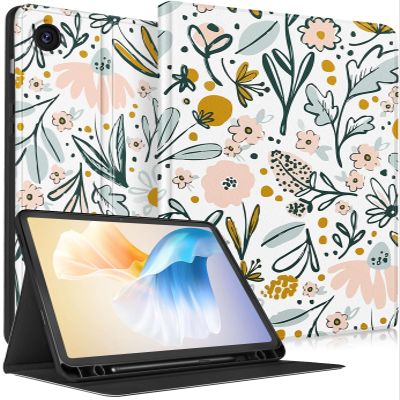 LISEVO for Samsung Galaxy Tab A9 Plus Case 11 inch(SM-X210/X216/X218), Women Teen Girls Design Folio Cover with Pencil Holder, Auto Week/Sleep Design for Samsung A9+ Plus Tablet Cases, Write Flower