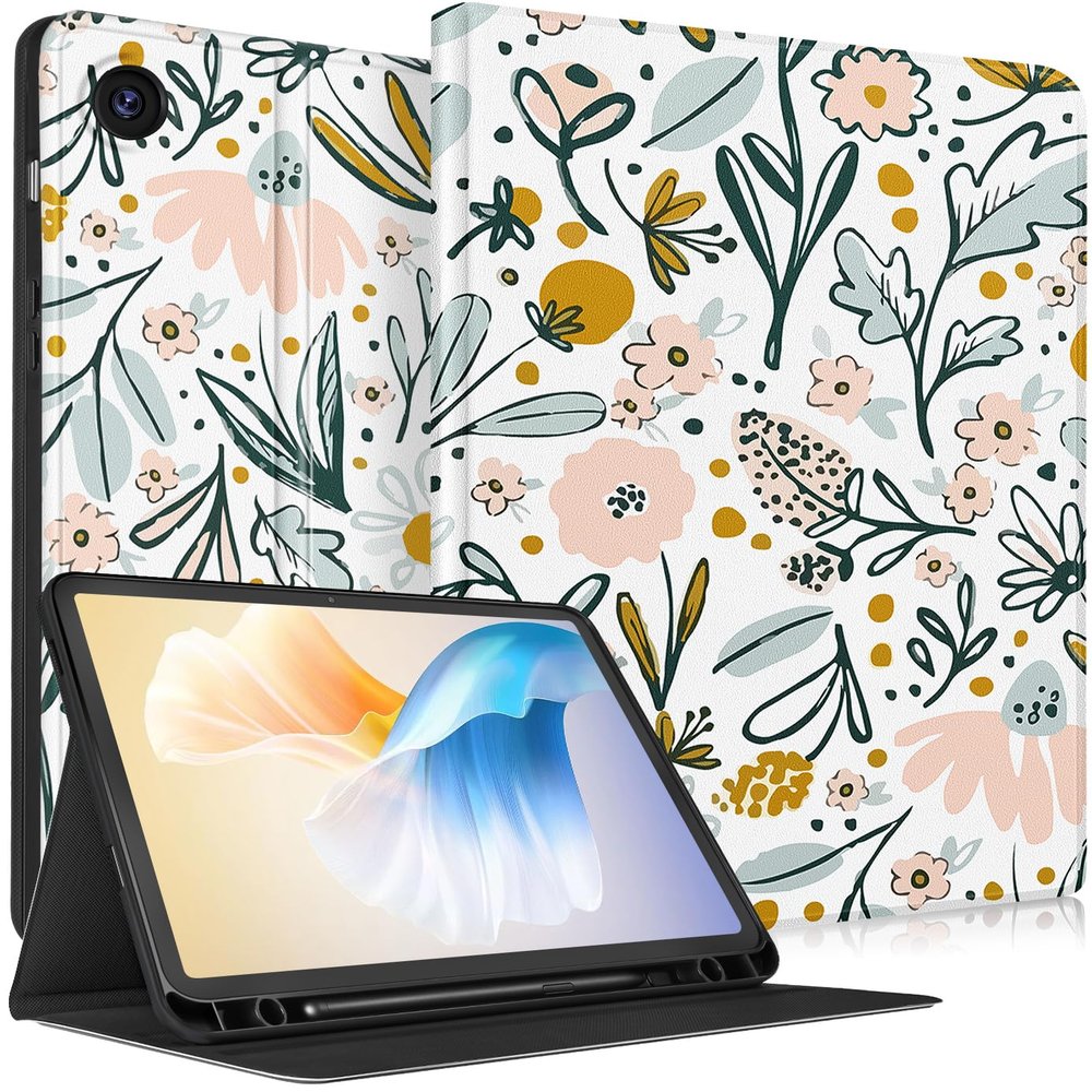 LISEVO for Samsung Galaxy Tab A9 Plus Case 11 inch(SM-X210/X216/X218), Women Teen Girls Design Folio Cover with Pencil Holder, Auto Week/Sleep Design for Samsung A9+ Plus Tablet Cases, Write Flower