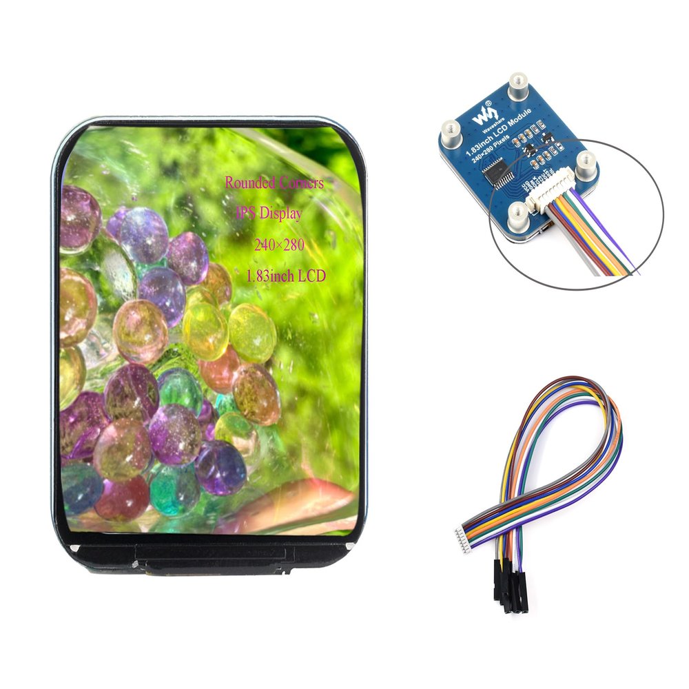 1.83inch LCD Display Module Rounded Corners IPS LCD 240 x280 Resolution, 65K Display Colors SPI Interface Compatible with Raspberry Pi/with Arduino/STM32/ESP32, etc
