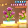 3D Tulip Night Light, USB Charging LED Nightlight Tulip Flower Table Lamp Bedside Table Lamp for Women, Birthday, Anniversary, Mother's Day for Room Decorating(Purple) view 4