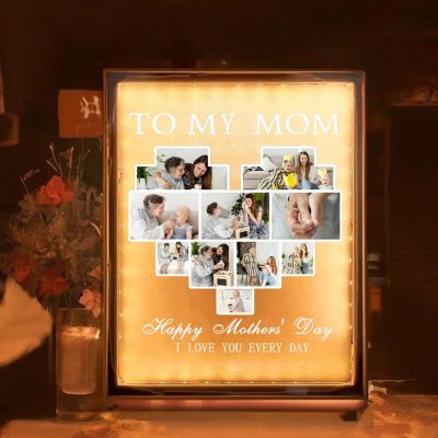 Drawelry Personalized Spotify Plaque Picture Mirror Lamp Custom Photo Name LED Night Light Makeup Mirror Home Decor Mother's Day Birthday Gifts for Women Girls Mom Wife Girlfriend (with Photo)