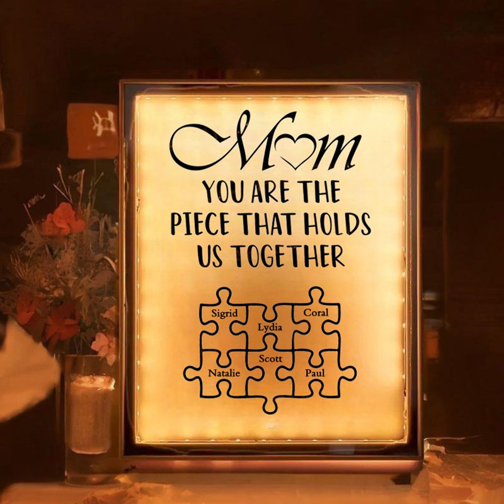 Drawelry Personalized Spotify Plaque Picture Mirror Lamp Custom Photo Name LED Night Light Makeup Mirror Home Decor Mother's Day Birthday Gifts for Women Girls Mom Wife Girlfriend (Name Puzzles)