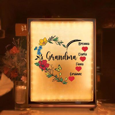 Drawelry Personalized Spotify Plaque Picture Mirror Lamp Custom Photo Name LED Night Light Makeup Mirror Home Decor Mother's Day Birthday Gifts for Women Girls Mom Wife Girlfriend (with Flower)