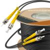 Yunsufiberpro 330ft / 100m Armored OD-5mm OS2 ST to ST Single Mode Fiber Cable, ST-ST Fiber Optic Patch Cord, Duplex 9/125um SMF Optical Jumper, Black view 1