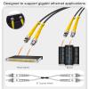 Yunsufiberpro 330ft / 100m Armored OD-5mm OS2 ST to ST Single Mode Fiber Cable, ST-ST Fiber Optic Patch Cord, Duplex 9/125um SMF Optical Jumper, Black view 4