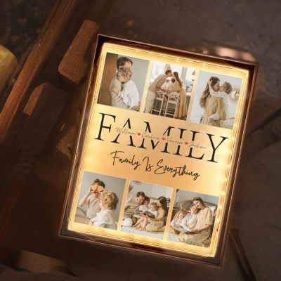 Drawelry Personalized Spotify Plaque Picture Mirror Lamp Custom Photo Name LED Night Light Makeup Mirror Home Decor Mother's Day Birthday Gifts for Women Girls Mom Wife Girlfriend (for Family)