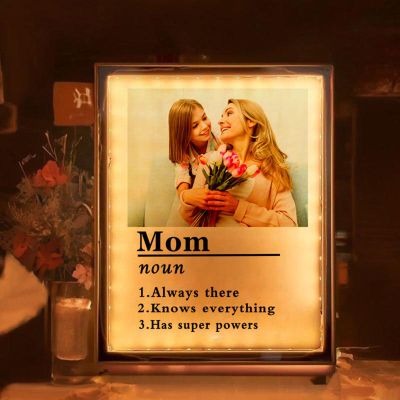 Drawelry Personalized Spotify Plaque Picture Mirror Lamp Custom Photo Name LED Night Light Makeup Mirror Home Decor Mother's Day Birthday Gifts for Women Girls Mom Wife Girlfriend (with Picture)