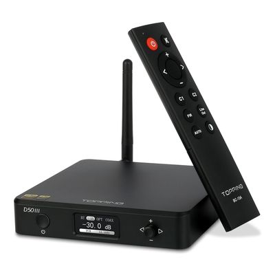Topping D50 III DAC Preamplifier - LDAC Bluetooth 5.1 Dual ES9039Q2M D/A Chips Supports DSD512 PCM768kHz,PEQ Adjustment and Remote Control (Black)