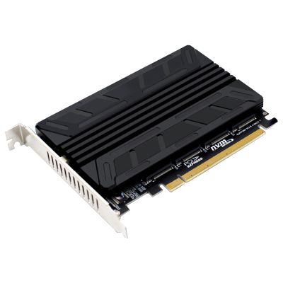 XUYUH SSD to PCIE Adapter NVME M-Key PCIEX16 4 RAIDs PCI-E Split Card Support 4NVME SSD 2230/42/60/80 Aluminum Heatsink, 19.5x13x3.2CM