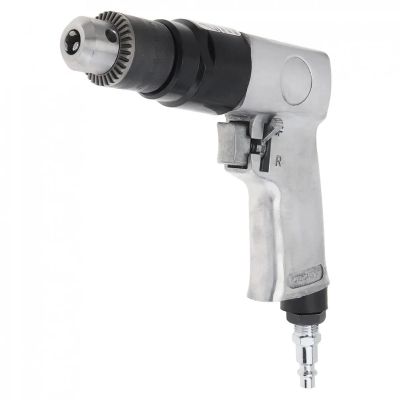 1/4" 1700rpm High-speed Positive Reversal Pistol-type Pneumatic Gun Drill with Chuck Wrench and Connector for Hole Drilling
