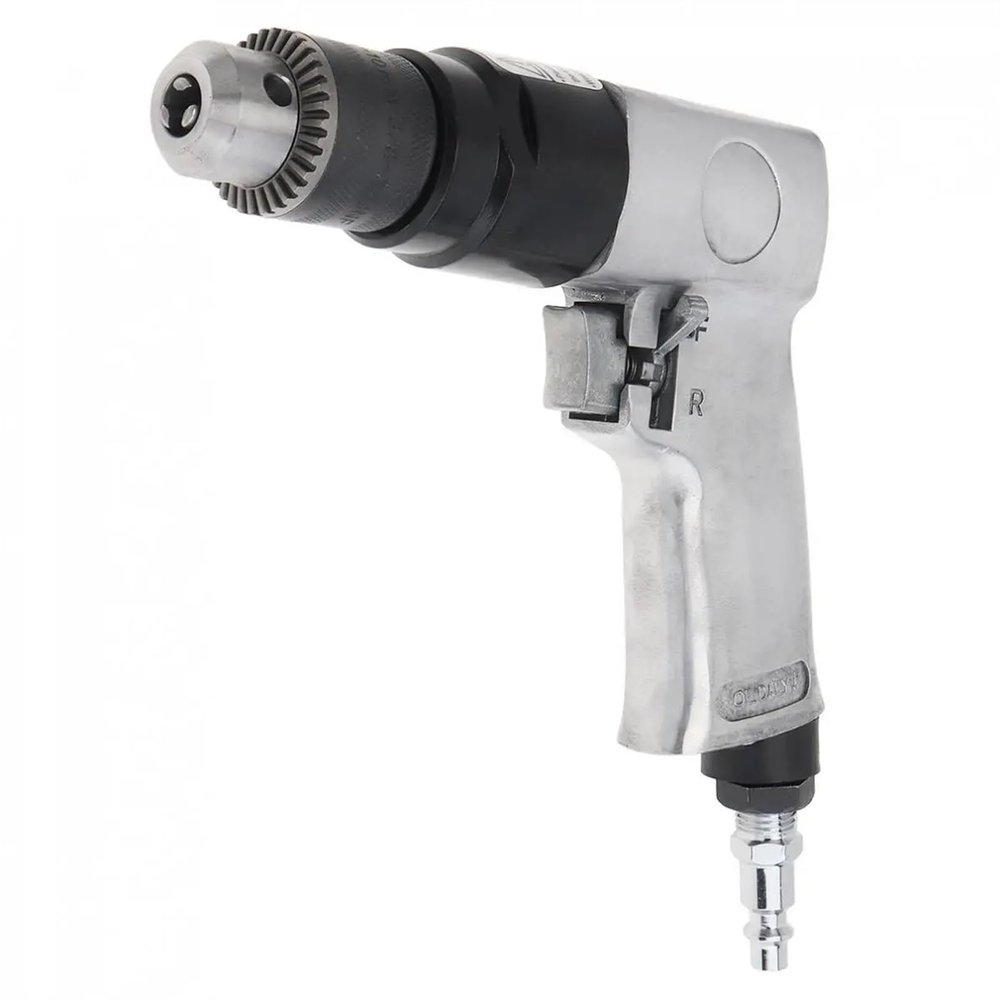 1/4" 1700rpm High-speed Positive Reversal Pistol-type Pneumatic Gun Drill with Chuck Wrench and Connector for Hole Drilling