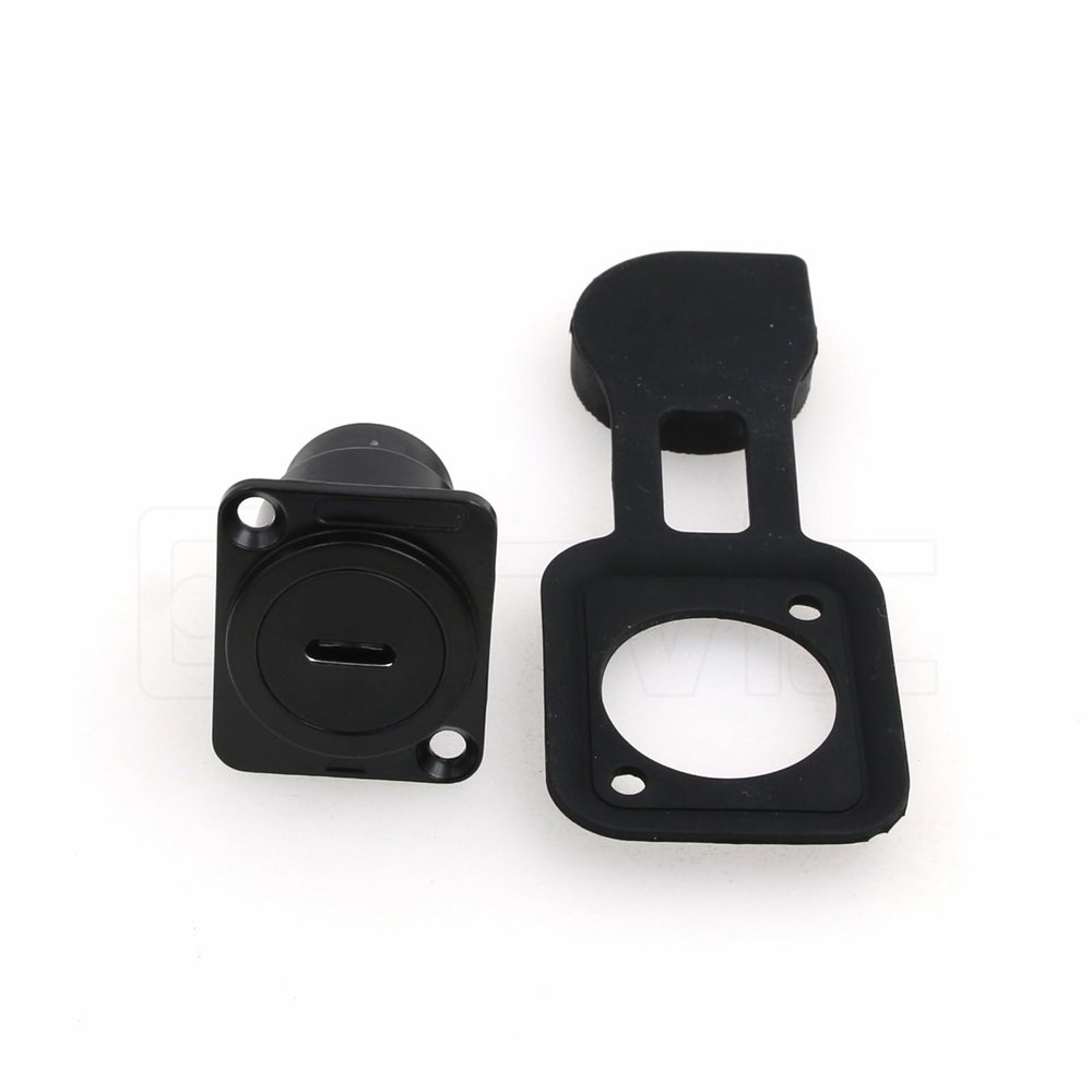 Eonvic USB Type C 3.1 Panel Mount Coupler Thread Fixed USB Connector Female to Female, Anti-Loosening Seal Dustproof Cover for Dashboard (Black Square USB Type C, 5 Pack)