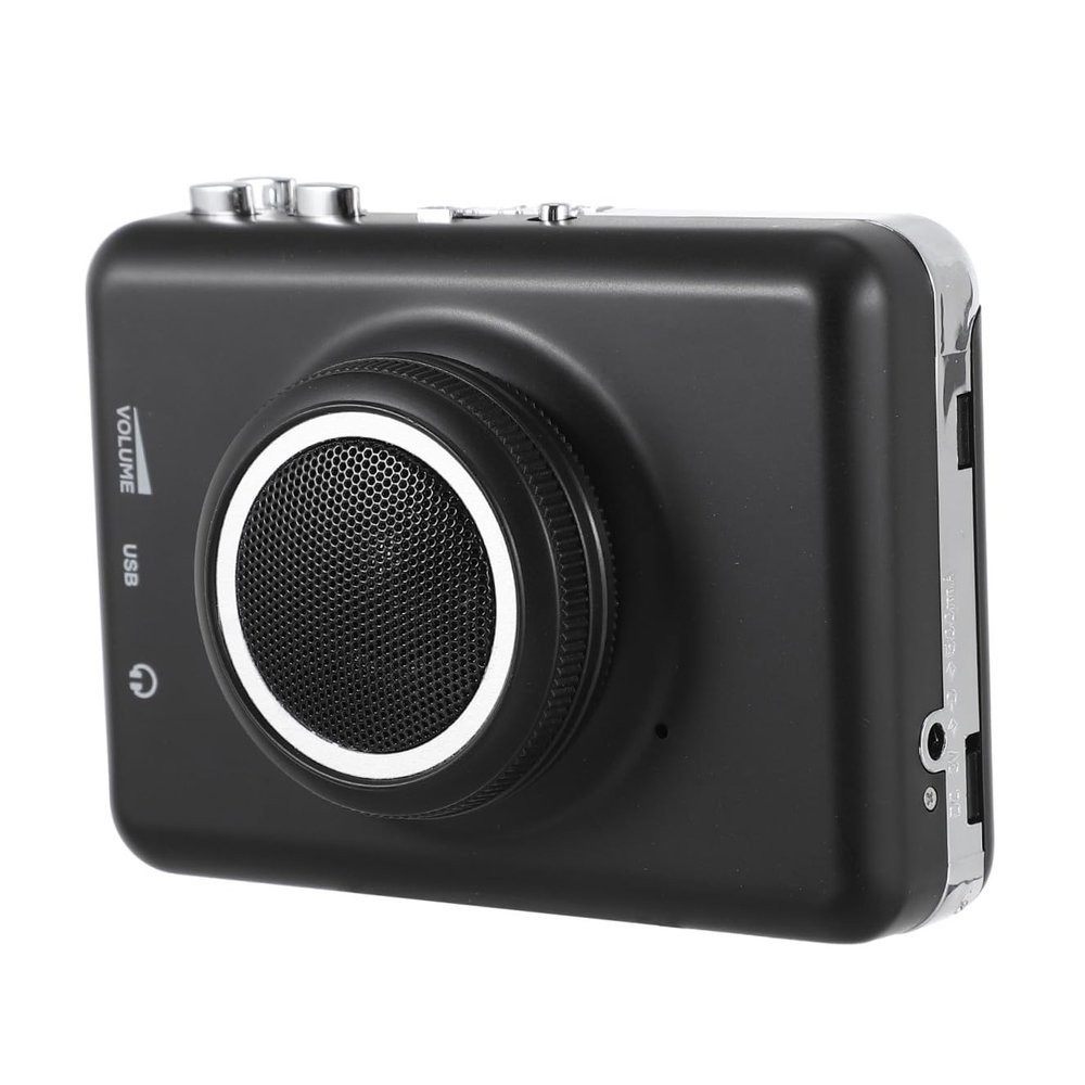 Homoyoyo 0.5w USB Cassette Tape to Converter with Detachable Speaker Portable Personal Tape Player for Easy Playback and Transfer Compatible with Laptops and USB Devices Black Color