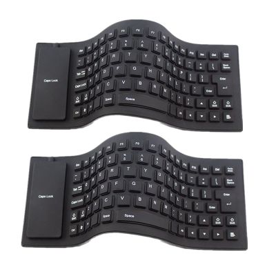 sgmedila 2pcs Waterproof Silicone Keyboard Foldable Flexible USB Mini Dustproof Dirt Proof Laptop Notebook Keyboard