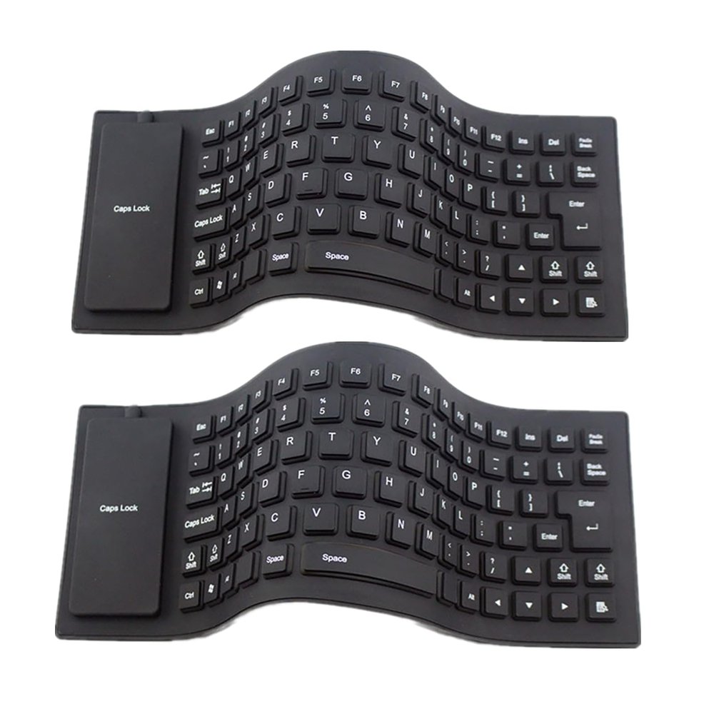 sgmedila 2pcs Waterproof Silicone Keyboard Foldable Flexible USB Mini Dustproof Dirt Proof Laptop Notebook Keyboard