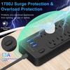 25 FT Power Strips with Surge Protection 1625W/13A,10 Outlets with 4 USB Ports (1 USB C) Long Extension Cord with Multiple Outlets 14-in-1 1700J 16Awg Flat Plug Power Strip Protector Black ETL Listed view 3