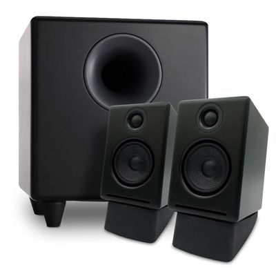 Audioengine A2 Black Desktop Speakers with S8 Black Subwoofer and DS1 Stands