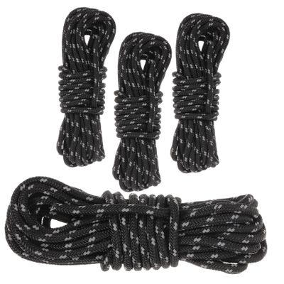 WOONEKY Camping Tent Rope Strap 3mm Reflective Black for Camping Shelters