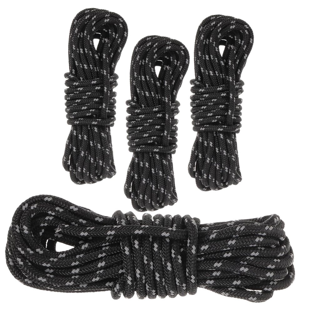 WOONEKY Camping Tent Rope Strap 3mm Reflective Black for Camping Shelters