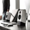 Audioengine A2 White Computer Speakers with S8 Black Subwoofer and DS1 Stands view 3
