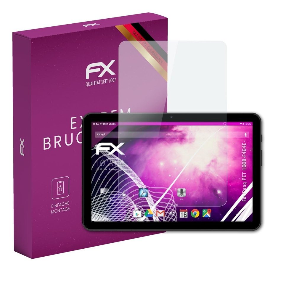 atFoliX Plastic Glass Protective Film compatible with Peaq PET 1008-F464E, 9H Hybrid-Glass FX Screen Protector