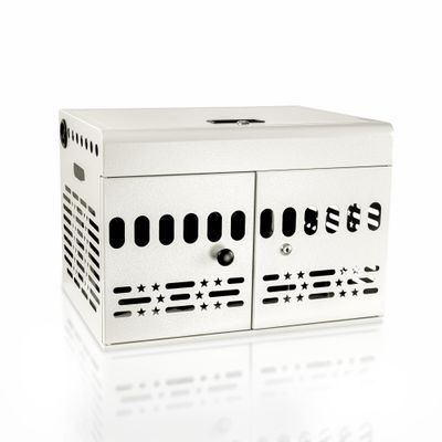 12 Device Portable Charging Station for Tablets, iPads, Chromebooks, and Laptop Computers with Lock, Surge Protection, for Classroom or Office (White)