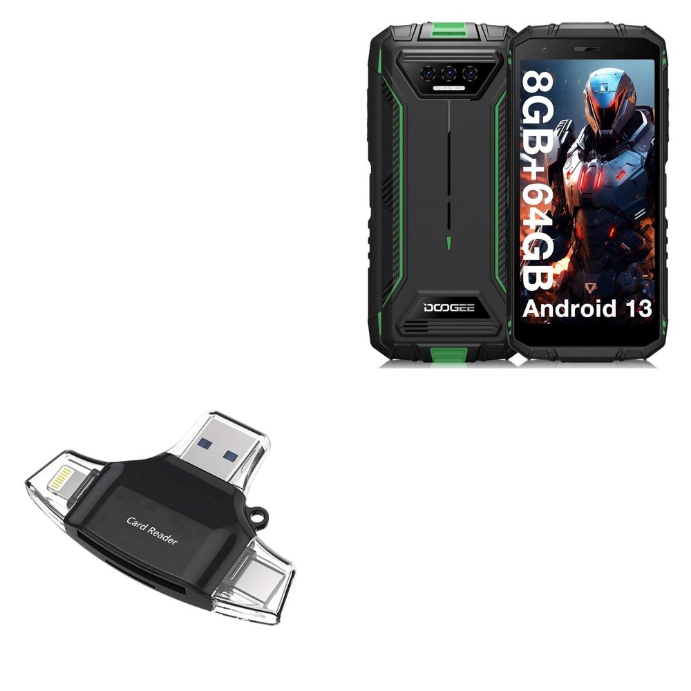 BoxWave Smart Gadget Compatible with Doogee S41T - AllReader SD Card Reader, microSD Card Reader SD Compact USB - Jet Black
