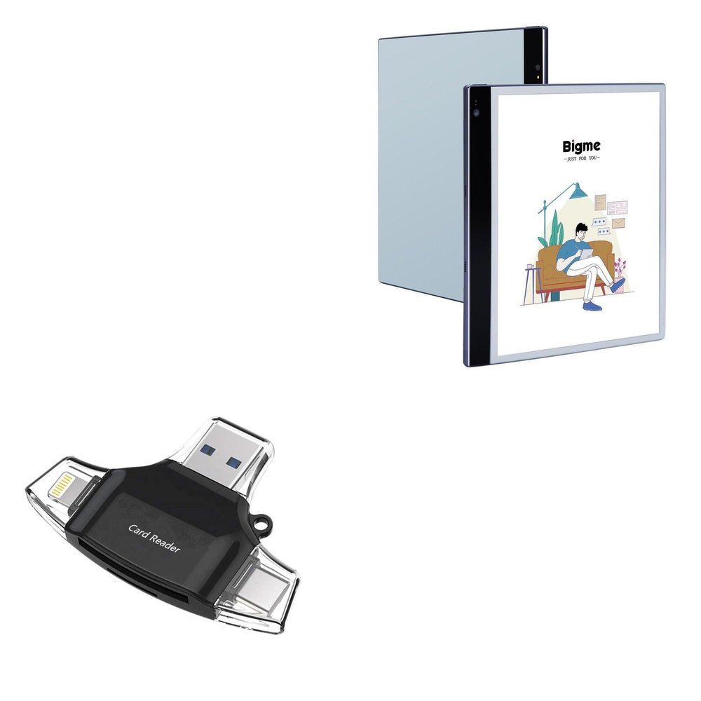 BoxWave Smart Gadget Compatible with Bigme Inknote Color+ - AllReader SD Card Reader, microSD Card Reader SD Compact USB - Jet Black