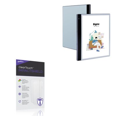 BoxWave Screen Protector Compatible with Bigme Inknote Color+ - ClearTouch ImpactShield (2-Pack), Impenetrable Screen Protector Flexible Film