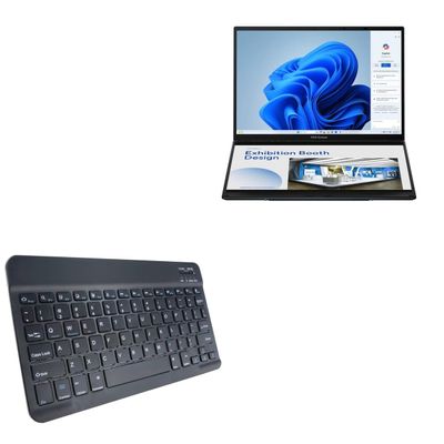 BoxWave Keyboard Compatible with ASUS Zenbook Duo - SlimKeys Bluetooth Keyboard, Portable Thin with Chiclet-Style Keys - Jet Black
