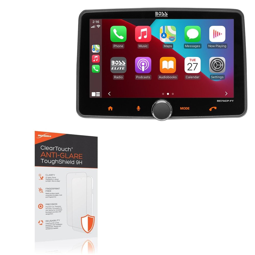 BoxWave Screen Protector Compatible with BOSS Audio BE7ACP-FT - ClearTouch Anti-Glare ToughShield 9H (2-Pack), Anti-Glare 9H Tough Flexible Film Screen Protector