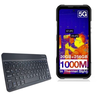 BoxWave Keyboard Compatible with Doogee V20 Pro - SlimKeys Bluetooth Keyboard, Portable Thin with Chiclet-Style Keys - Jet Black