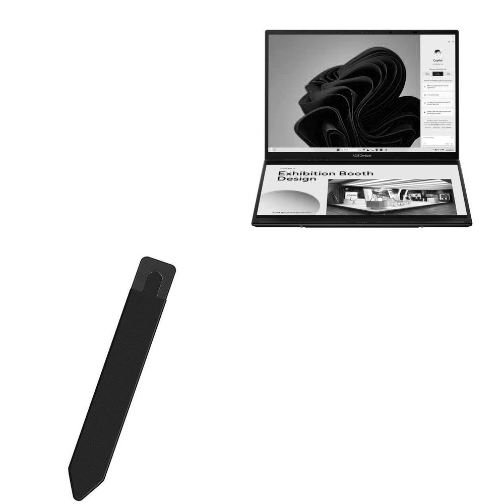 BoxWave Stylus Pouch Compatible with ASUS Zenbook Duo - Stylus PortaPouch, Pen Stylii Holder Carrier Portable Self-Adhesive - Jet Black