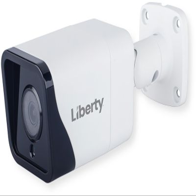 Liberty Security L3IP4BS Exterior L3 Series 4MP AI IP Bullet Camera; 2592x1520 Resolution at 30fps; 2.8mm Fixed IR Lens; 4 IR LEDs, Up to 100 feet Range; Audio Input/Output; IP67 Weatherproof